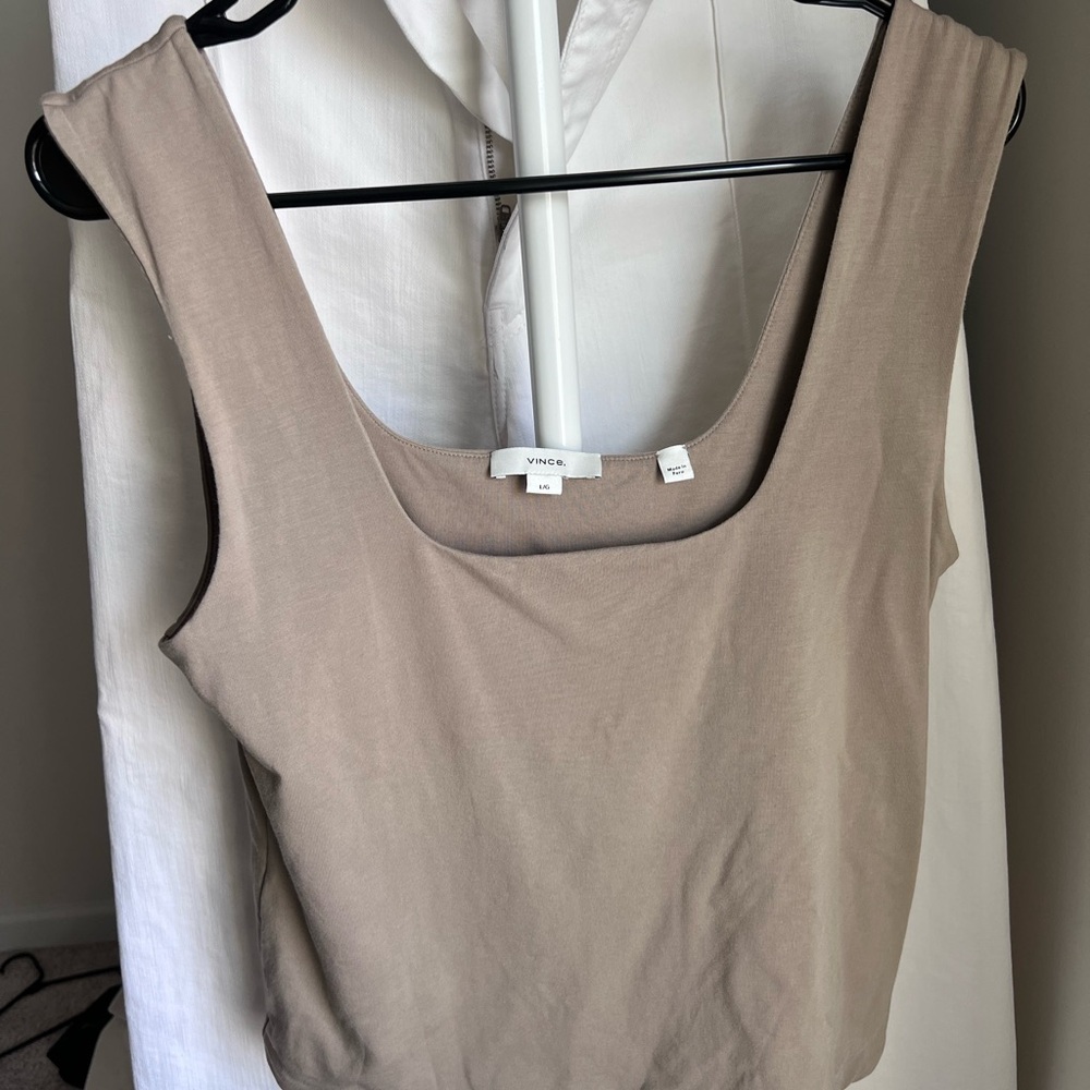 Vince Neutral Taupe Scoop Neck Tank